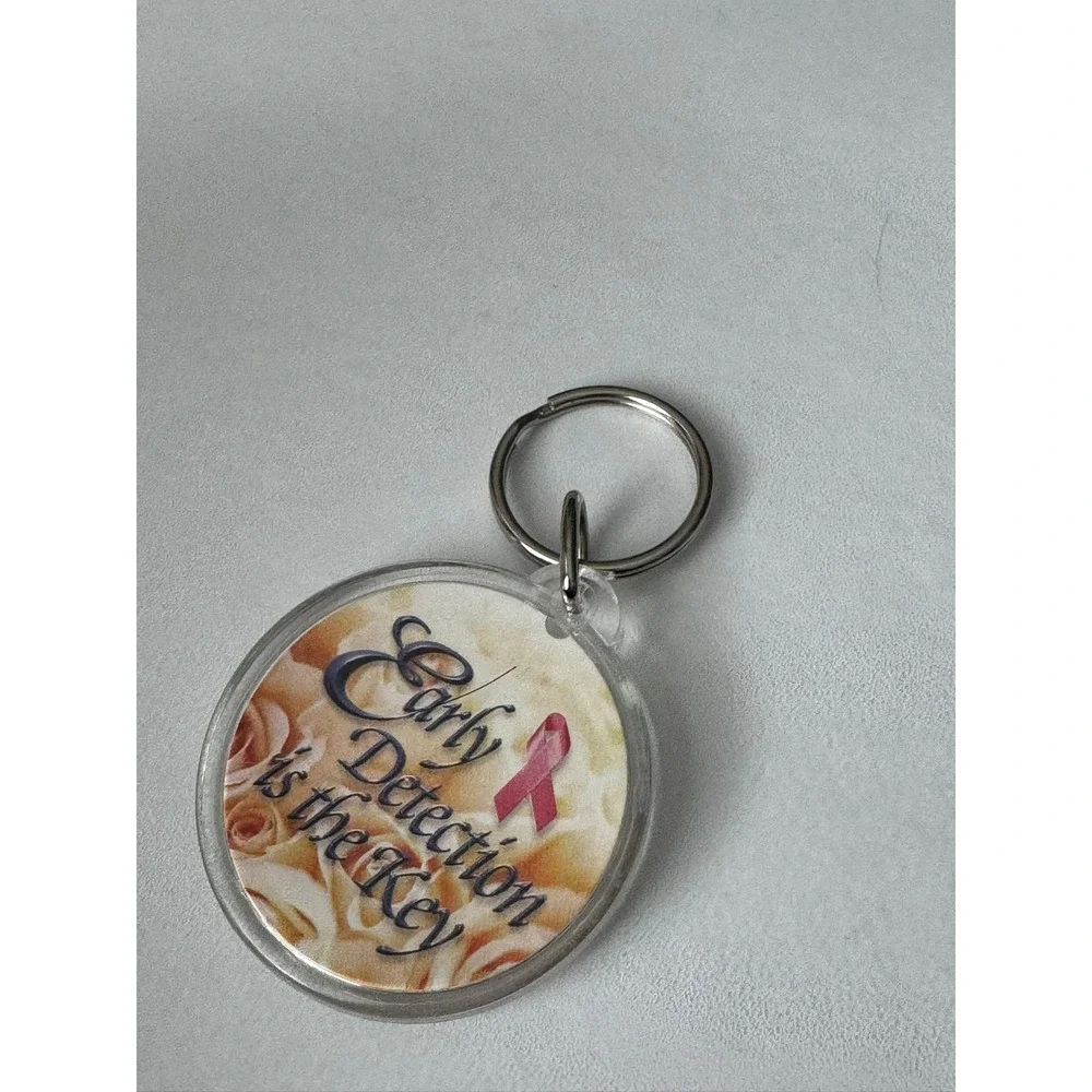 Breast Cancer Awareness‎ Keychain Early Detection Is The Key Pink Ribbon Floral